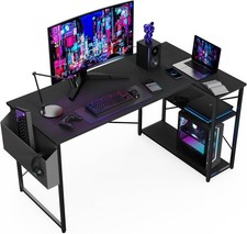 L-Shaped Gaming Desk 120x70cm Computer Desk with Storage Shelves Workstation