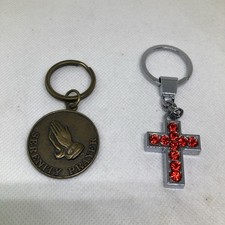 Lot Of 2 Christian Religious Cross Serenity Prayer Keychains