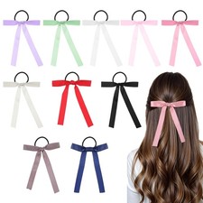 10 Pcs Bow Hair Ties, Silky Satin Elastics Hair Scrunchie, Ponytail Holder Acces