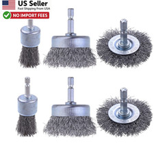 6 Pack Carbon Steel Wire Wheel Pen Brush Set 1/4 Hex Shank Rust Removal FROM USA