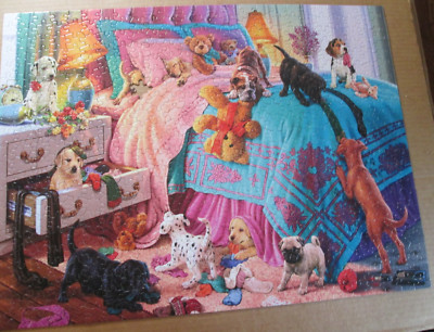 Paws Gone Wild   550 Pc. w/Poster Puppies Jigsaw Puzzle 1 Piece missing