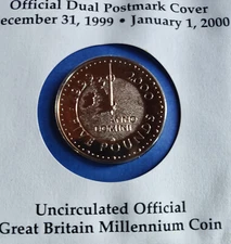 1999/2000 UK Millennium Commemorative £5 Coin First Day Issue Duel Postmark
