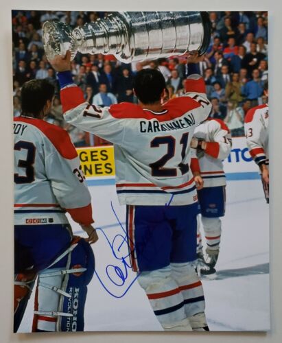 Hockey fotográfico firmado por Guy Carbonneau 8x10 NHL Montreal canadienses HOF LEGEND RAD - Imagen 1 de 1
