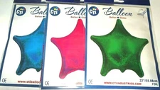 CTi Foil Holographic Star Shape Helium Balloon 3 Colours Green Blue or Hot Pink