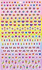 LisaFrank flowers, hearts, stars, butterfly, treat small 200 stickers.