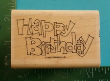 Stampin Up HAPPY BIRTHDAY Saying Rubber Stamp