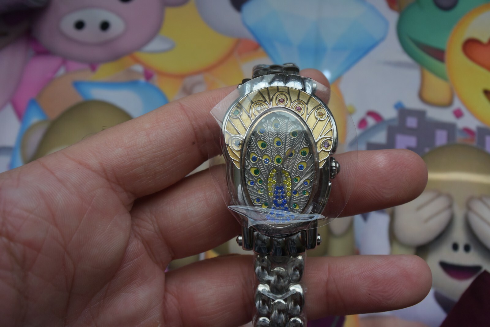 *NEW & RARE* Brillier Royal Plume Swiss-Made Precious Gem Stone Peacock Watch image 7
