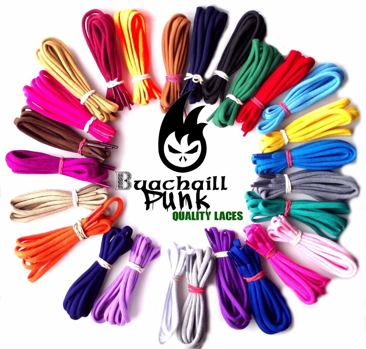 Round Coloured Shoelaces Shoe Laces Chunky Bootlaces 5mm