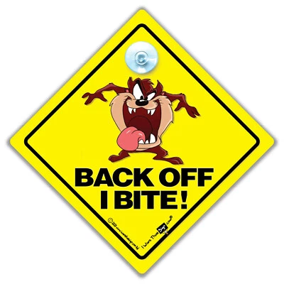 IWANTTHATSIGN.COM Back Off I Bite Car Sign Baby On Board Sign Suction Cup Sign To Deter Tailgaters