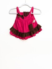 Toddler Girls Pink Brown Tutu Dress Ribbon Flutter Sleeveless Short Pullover S
