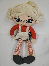 Vintage Japan BOUDOIR PETS CLOTH Rag  DOLL Double Sided Face Happy Sleepy 13"