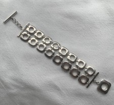 Tiffany & Co Silver Double Link Cushion Toggle Bracelet By Elsa Peretti Rare