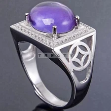 Amethyst Oval Cut Gemstone With 925 Sterling Silver Ring For Men's #129