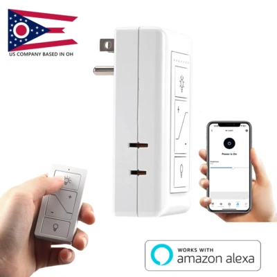 NEXETE Smart Outlet Plug in Dimmer Switch with Remote Voice Control Work with Alexa