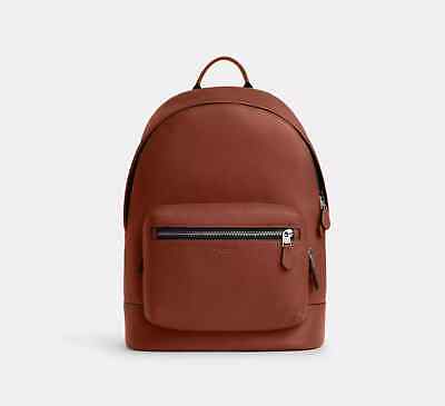 NWT Coach CU105 Men's West Backpack In Redwood Brown Pebble NWT Coach CU105 Men's West Backpack In Redwood Brown Pebble