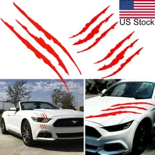 3pcs Red Beast Scratch Claw Headlight Side Door Fender Vinyl Decal Sticker Decor
