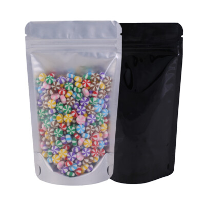 Black Smell Proof Stand-Up Mylar Bags for Food Packaging Grain Powdered Products