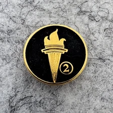 Victory Torch Small Vintage Lapel Pin "2" Black Gold Tone 
