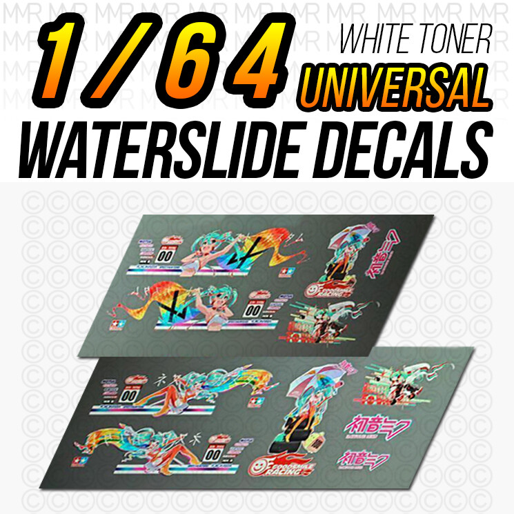 1/64 Scale Hatsune Miku Anime Custom Water Slide Decal For Hot Wheels Cars