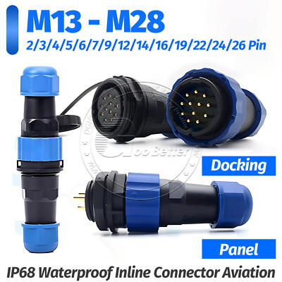 2/3/4/5/6 -26 Pin Plug & Panel/Socket Inline Connector Aviation IP68 Waterproof