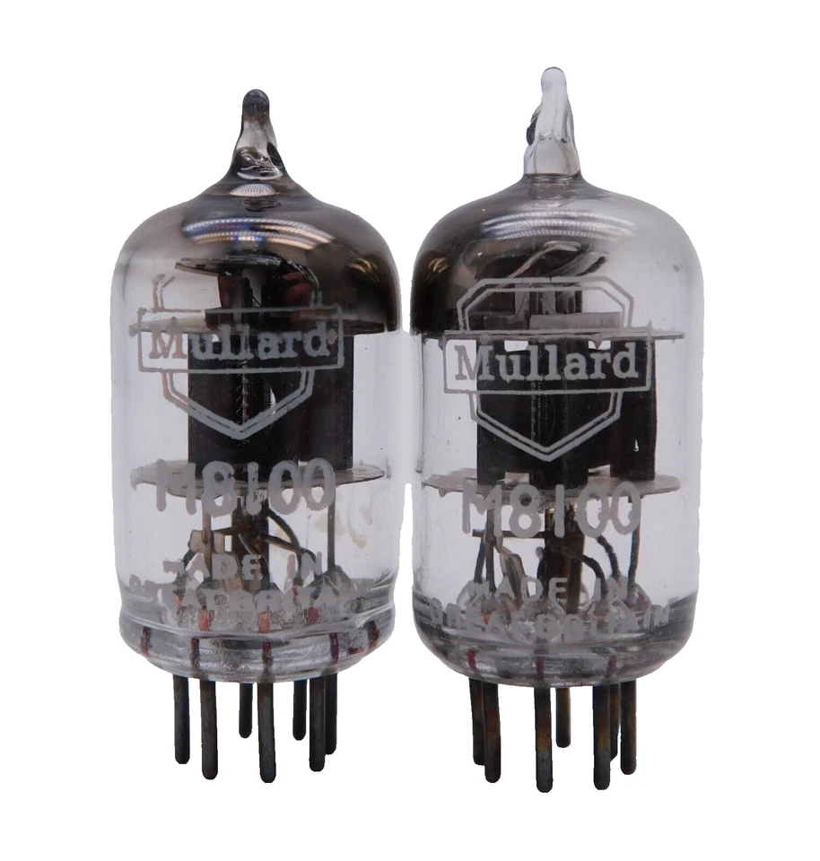 De colección Mullard EF95 M8100 5654 Placa Negra Cuadrada Getter Válvulas Par Emparejado