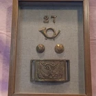 Original Civil War Brass Belt Buckle & Insignia Framed Militaria Display