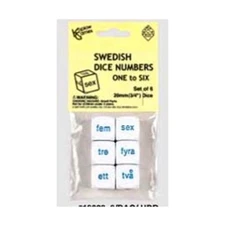 Koplow Foreign Language Dice d6 20mm Number Dice 1-6 - Swedish Words (6) New