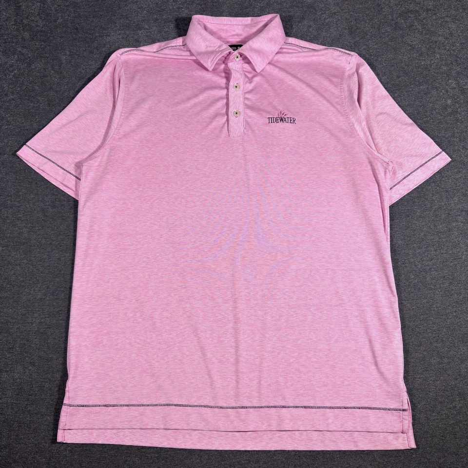 Footjoy Polo Shirt Mens Large Pink Striped Golf Performance Stretch Casual - Image 2 of 4