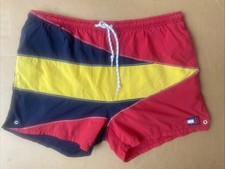 Vintage Mens Tommy Hilfiger Red Blue Yellow Color block Swim Trunks Size L