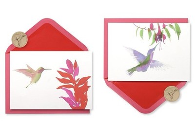 PAPYRUS 20 Watercolor Hummingbirds Blank Cards With Envelopes & Gold Seals NEW