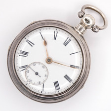 Jno. Strachan Silver Pair Case Key Wind Fusee Antique Pocket Watch, Keeps Time