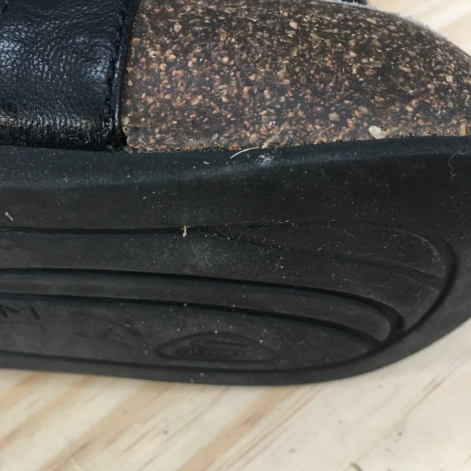 Abeo Sandals Womens 7.5 Grace Ankle Strap Black Open Toe Casual Comfort Wedge - Image 3 of 4