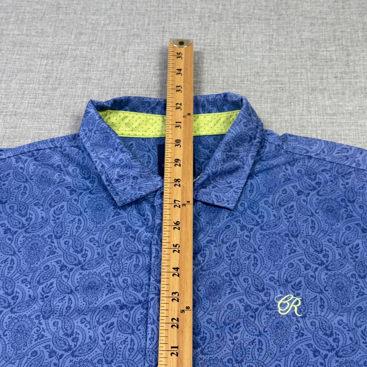 Donald Ross Paisley Polo Golf Shirt Mens Large Blue Short Sleeve