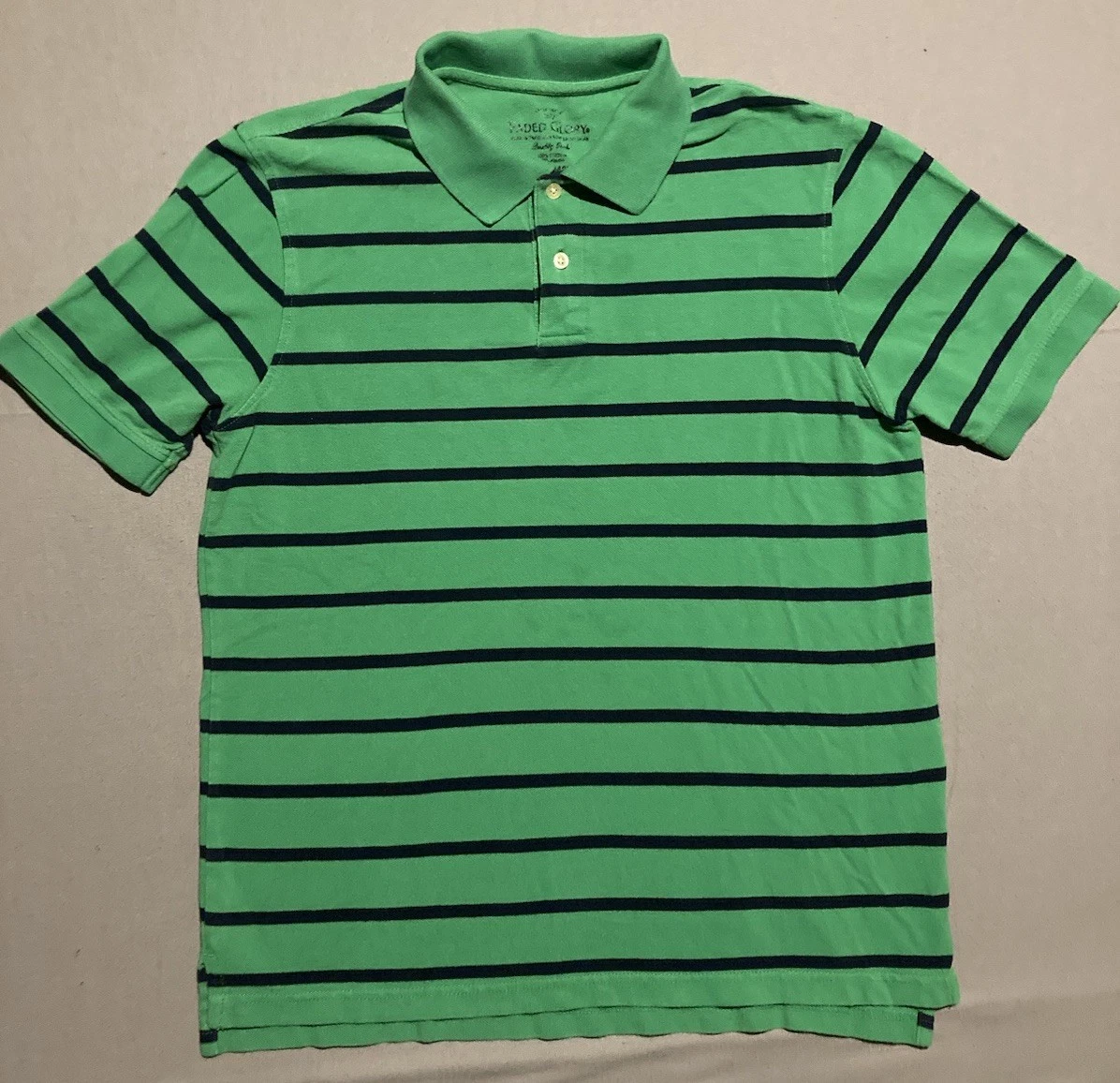 トップス 00s FADEDGLORY Border POLO Shirts greeny Vintage Faded Glory Polo Shirt Mens Size M Short Sleeve Golf Green