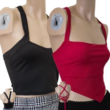 Shein Crop Tank Top SZ S Black & Red 2 Pc