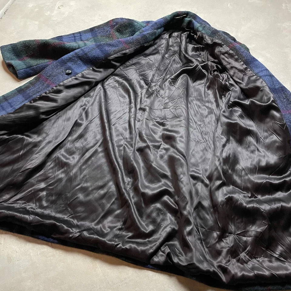 Brooks Brothers Vintage Tweed Overcoat Double Breasted Tartan Plaid Size XL 18 - Image 2 of 4