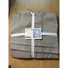 New Women’s Room Essentials Bath Robe Terry Reverse Pockets 100% Cotton Gray S/M