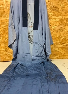 Japanese Silk Kimono Tiger Design Light Blue Traditional Kimono Vintage Japan Ar