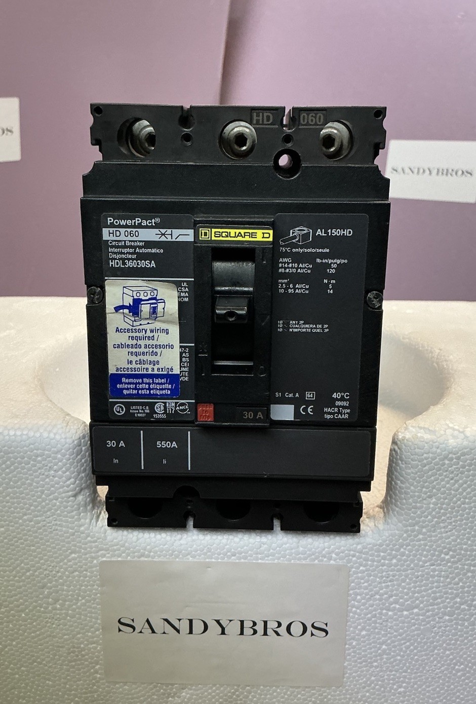 NEW SQUARE D HDL36030SA 30 AMP POWERPACT CIRCUIT BREAKER 3 POLE 600 VAC