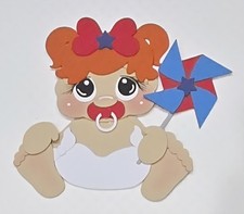 4th of July Baby Girl Red Hair. Scrapbook, Card making Paper Piecing