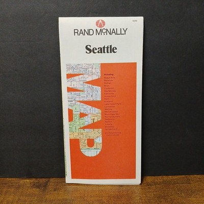 Vintage 1980s Rand McNally Map, Seattle Washington