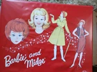 Vintage (1963) Dressed Twist N Turn Barbie and Midge  in Red Doll Case