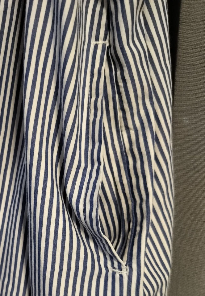 Free Assembly Womens Sz Large Cotton Striped Blue White Dress Pockets - Image 2 of 4