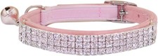 Rhinestones Cat Dog Collar Soft Velvet Safe Adjustable Collar Bling Diamante