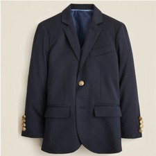 J CREW Crewcuts Boys Ludlow Suit Jacket 10 Navy Blue Two Gold Button 100 Wool