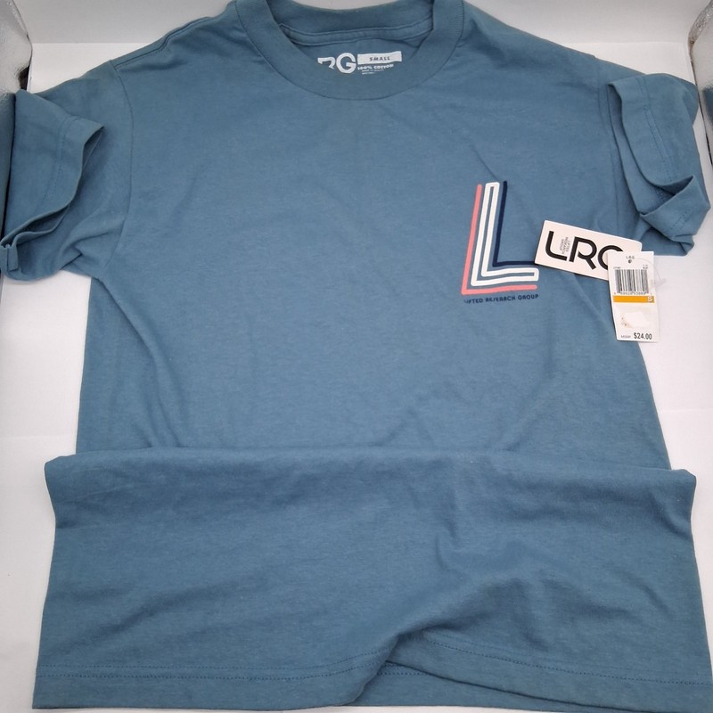 LRG T-Shirt Small Adult NWT Graphic Logo  on Turquoise/Blue Casual Tee