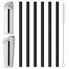 6pcs Replacement Straws for Owala FreeSip Sway 24 oz 32 24-32 oz, Black