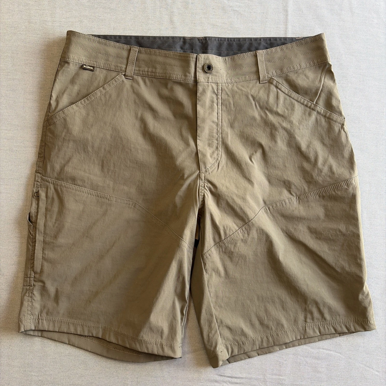 Kuhl Renegade Men 38 Hiking Shorts Olive Green Stretch Contrast Stitch 10 Inseam