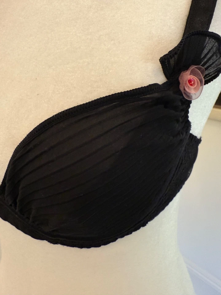 Sutiã Aubade Paris Balconette Demi 1/2 xícara tamanho 36B preto sutiã push up com fio - Imagem 2 de 4