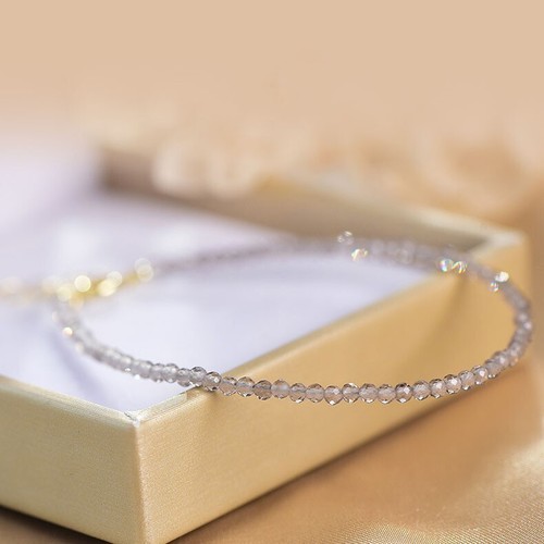 Natural 3mm Faceted Moonstone Beads Healing Reiki Minimalist Dainty Bracelet - Picture 4 of 4